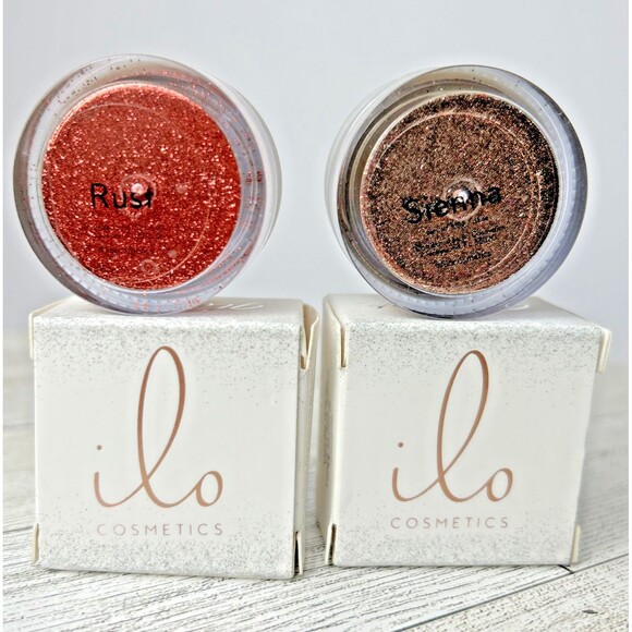 Glitter Eyeshadow by ilo Cosmetics Set of 2 in Shades Rust and Sienna 0.11 Oz Ea - Picture 1 of 8